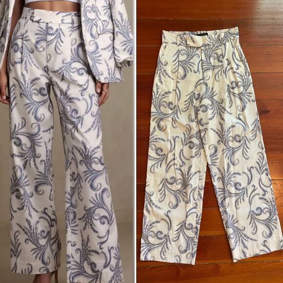 Banana Republic High Rise Wide Leg Linen Blend Trouser Pant - Sz 4P - Picture 1 of 10